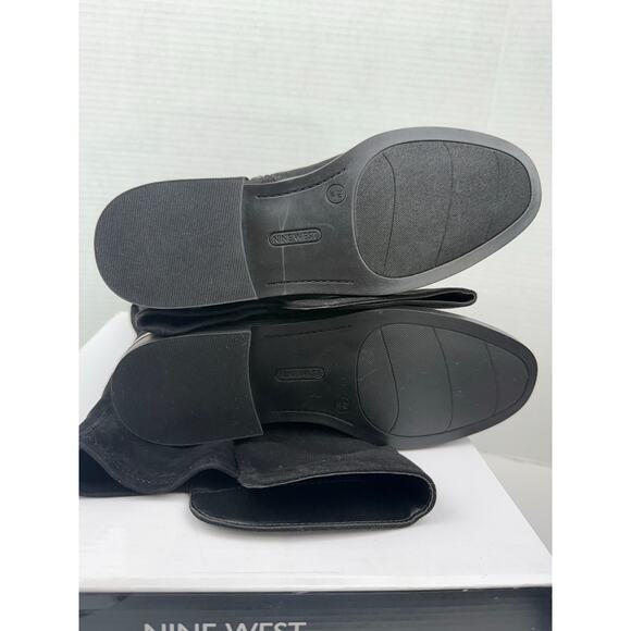 Nine West Andone 2 Over-The-Knee Boots Womens Sz 7M Wofe Calf Black Faux Suede - Picture 13 of 13